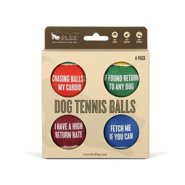 Play - Pack of 4 tennis balls with squeaker -