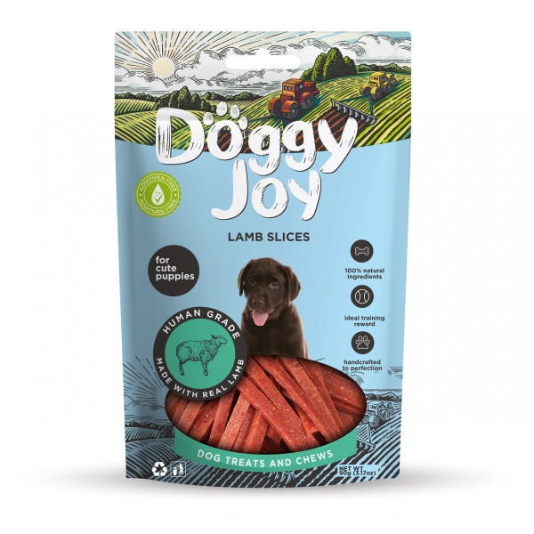 Doggy Joy - Natural Snack for Puppies - Farm Lamb Slices - 90gr