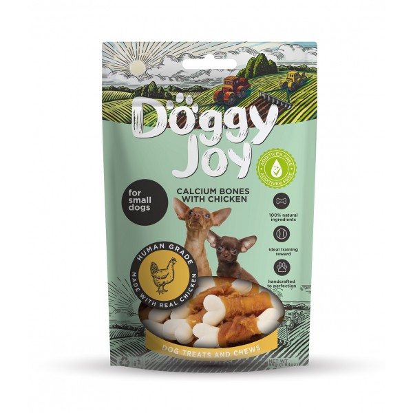 Doggy Joy - Snack Naturale - Mini Milk Bone Calcio e Pollo - 55 gr