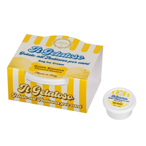 Dolci Impronte - Gelato Delattosato per cani - Aroma Banana - 40gr - Confezione 6 pezzi -