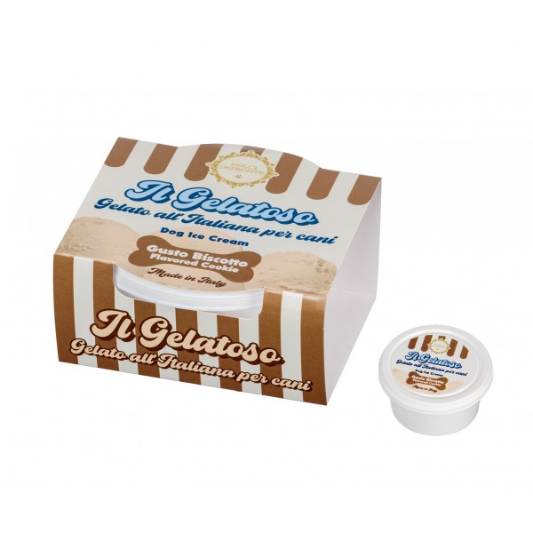 Dolci Impronte - Delactosated Ice cream for dogs - Biscuit flavor - 40gr - Pack of 6 pieces -