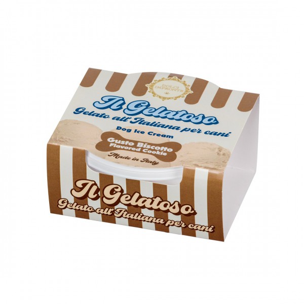Dolci Impronte -  Delactosated Ice cream for dogs - Biscuit flavor - 40gr - Pack of 6 pieces -