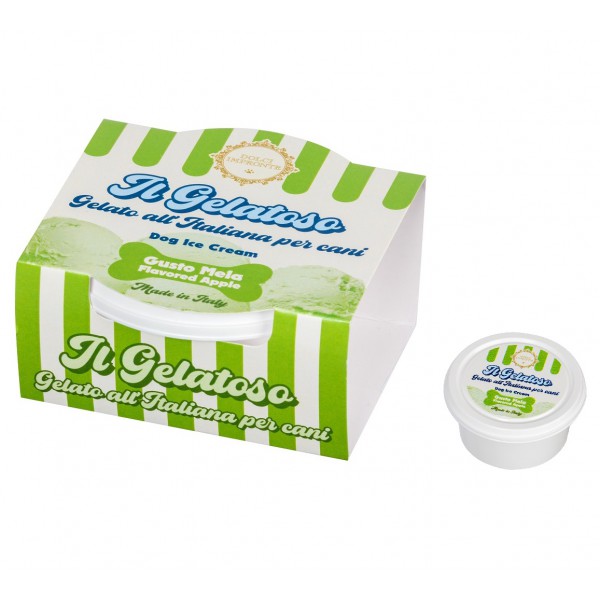 Dolci Impronte - Gelato Delattosato per cani - Aroma Mela - 40gr - Confezione 6 pezzi -