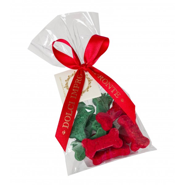Dolci Impronte 3 Confezioni | Sacchetto Natalizio Ossi mignon rossi verdi 100g