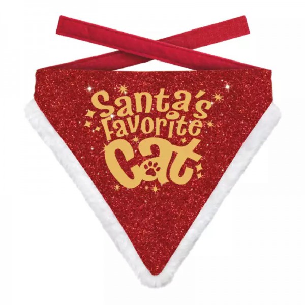 PG-Bandana Xmas Favorite Cat Red Gold XS
