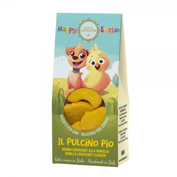Dolci Impronte - Pack of 6 - Easter Biscuits 80gr - Il Pulcino Pio - Vanilla croissant flavour