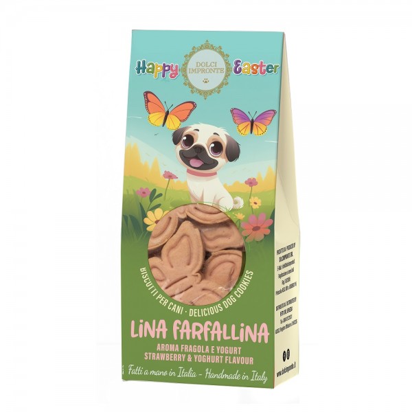 Dolci Impronte - Pack of 6 - Easter Biscuits 80gr - Lina Farfallina - Strawberry and yogurt flavour