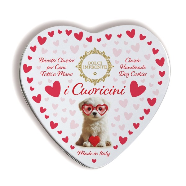 Dolci Impronte -Confezione 3 Scatole Latta Biscotti Frolla CUORICINI 80 gr