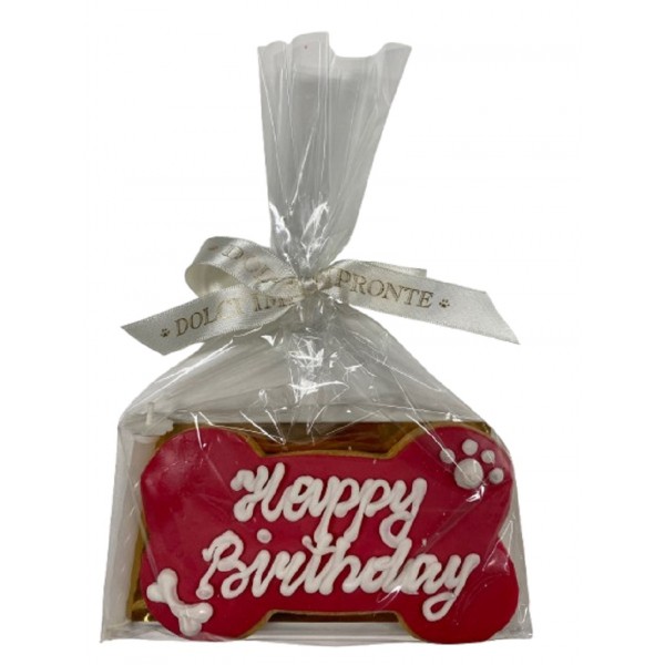 Dolci Impronte - Birthday Bone Fuchsia- 85g – Handmade Shortcrust Biscuit