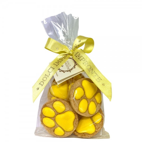 Dolci Impronte | Pack of 3 Bags – Hand-Decorated Yellow Paws – 100 g