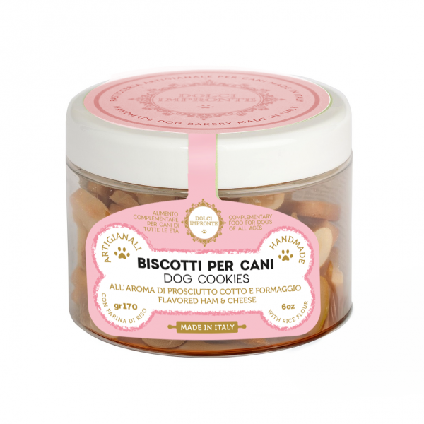 Dolci Impronte| Confezione 3 pezzi Biscotti Farina Di Riso Aroma Prosciutto Formaggio 170 gr