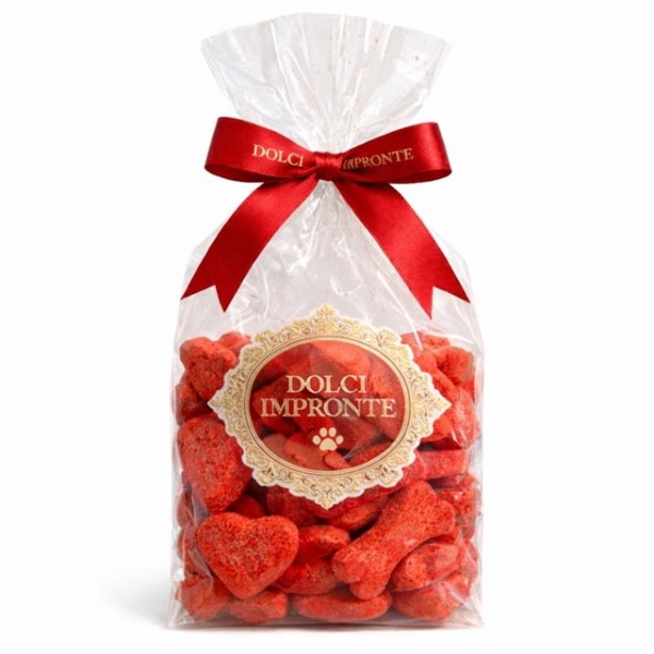 Dolci Impronte | Pack of 8 pieces Red Heart & Bone Cookies 150 g