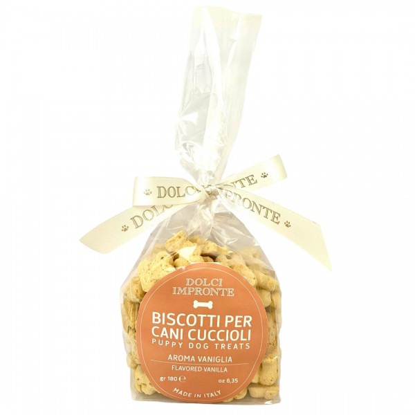 Dolci Impronte | I piccolini Biscotti per cuccioli Aroma Vaniglia 180 gr Confezione 3 sacchetti