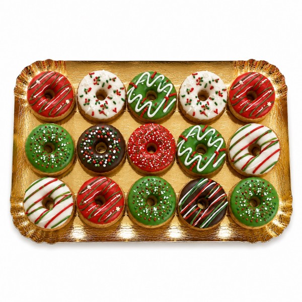 Dolci Impronte Vassoio | 15 Mini donuts Soggetti Natale 215g