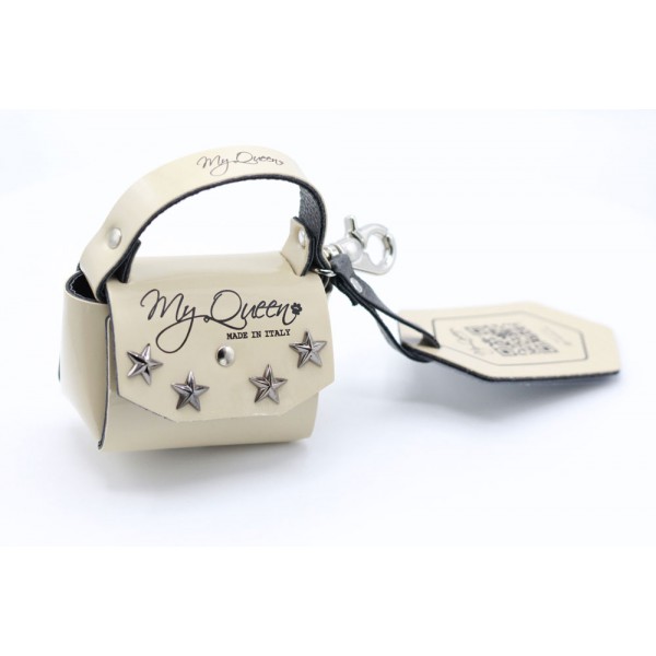 MQ- Mini Bag - Faux leather- Beige Patent and Studs