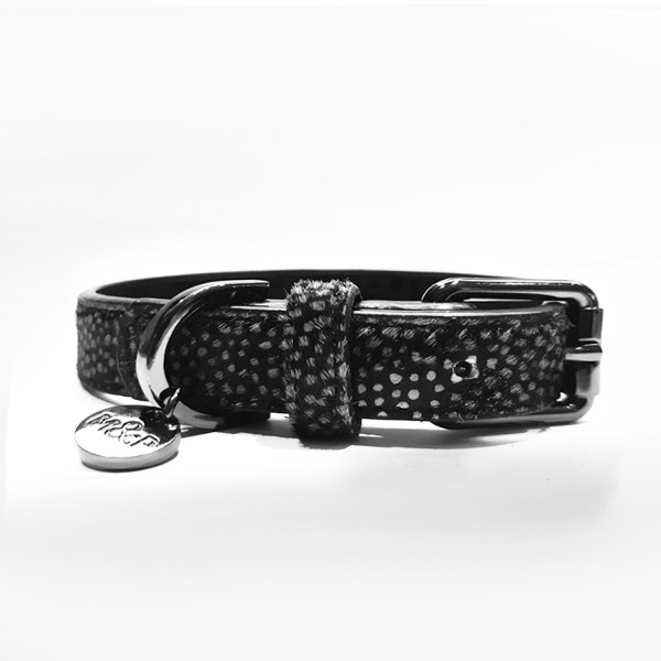 Milk&Pepper - Jaguar - Collare  Cuoio Stampato  - Nero -